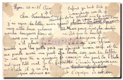 Lyon — Most Guillotière, Szpital Dieu i wzgórze Fourvière — wydawca nieodczytelny — Rewers