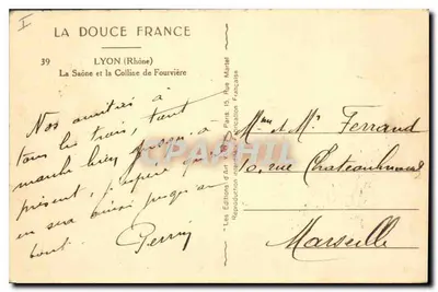 La Saône e la collina di Fourvière — Lione (Rodano) — Les Editions d'Art et d'Information Française — Verso