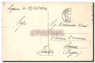 LYON. 64 — Most Guillotière, pierwszy most nad Ronom w Lyonie i fasada Hotel Dieu, w tle, wzgórze Fourvière — Rewers