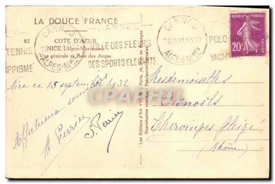 Ogólny widok Nicei — Côte d'Azur — Wydawnictwo Art Yvon, Paryż — Rewers