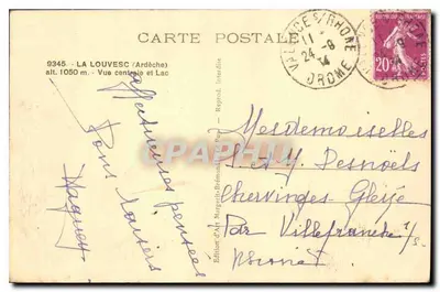 La Louvesc (Ardèche) — Vista central e Lago — Editora d'Arte Margerit-Brémonde — Verso