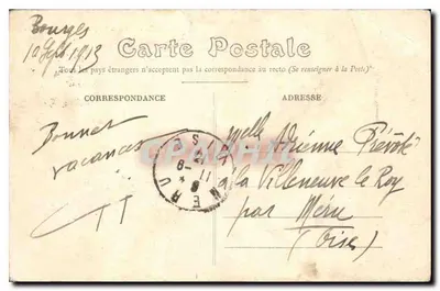 Stara pocztówka Bourges Pałac Jacques Coeur Fronton — Rewers