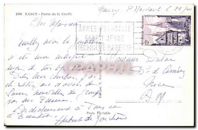 NANCY. Porta de la Craffe — editor V. Roederer, n° 1096 — Verso