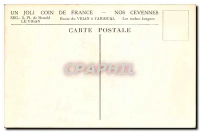 As rochas longas — Nossas Cévennes — Editor: SEG. 3, Pl. de Bonald, Le Vigan — Verso