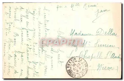 Bilhete postal antigo Donzy (Nievre) Igreja e Praça do mercado — Verso