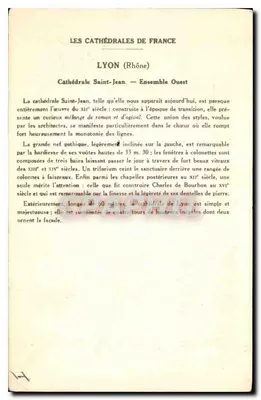 LYON (Rhône) — Catedral de São João (Conjunto Oeste) — Coleção da Solution Pautauberge, 5ª Série — Verso
