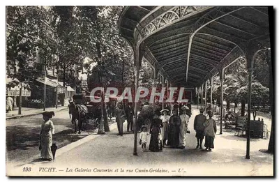 Stara pocztówka Vichy Galerie Pokryte i ulica Cunin Gridaine