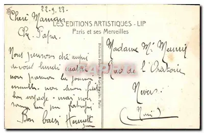 Paris - A Basílica do Sagrado Coração com a Escada Monumental e o Teleférico - Edições Artísticas LIP — Verso