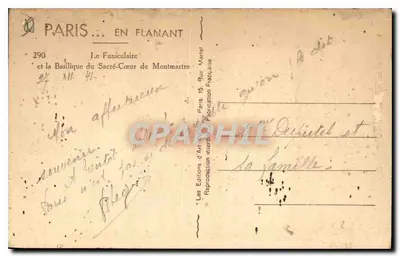 Paris — Le funiculaire et la Basilique du Sacré-Cœur de Montmartre — Les Éditions d'Art Martel — Rewers