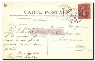 Paris — A Sacré-Cœur e o Funicular de Montmartre — C. M. n°29 — Verso