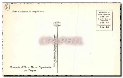 Corniche d'Or - Da Figueirette ao Trayas — Editada pela Agência Nacional de Viagens, 15 Boulevard des Capucines, Paris — Verso