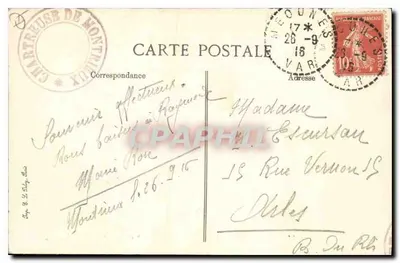 Chartreuse de Montrieux — fundada em 1736 — Editor E.P.D. n°1736 — Verso