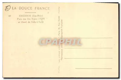 Obernai — Studnia Sześciu Wiader i Ratusz — La Douce France — Rewers