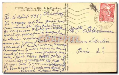 Vittel (Vosges) — Hôtel de la Providence — Éditeur Patras — Rewers