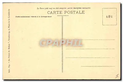 Strasbourg - A Relógio Astronômico — editor An Palais de Rohan, n° 516 — Verso