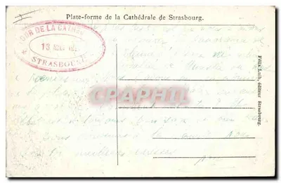 Strasburg — Katedra — Strzała — wydawca Paul Luth, Strasburg — Rewers