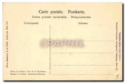 Kopiec Renesansu — Muzeum w Colmarze — Wydawca: Topografia Sèrur Hélio 137 — Rewers