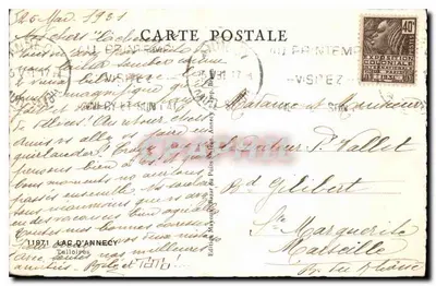 Lago de Annecy — Hotel L'Abbaye — Edición Mayou de París — Reverso