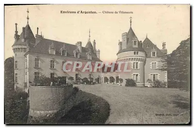 Bilhete postal antigo Environs de Argenton Castelo de Villeneuve
