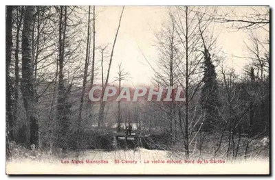 Bilhete postal antigo as Alpes Mancelles St Cenery A antiga usina junto à Sarthe