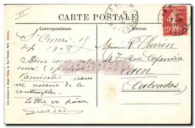 Bilhete postal antigo as Alpes Mancelles St Cenery A antiga usina junto à Sarthe — Verso