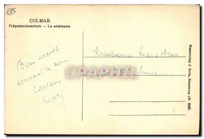 Colmar — O seminário — Præparandenschule — editor J. Roltz, Strasbourg — Verso