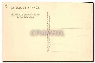 El puerto de La Joliette — Marsella (Bouches-du-Rhône) — Ediciones de Arte Yvon, París — Reverso