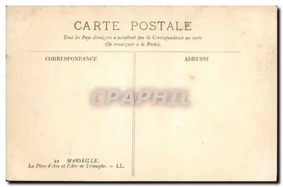 Arc de Triomphe — Marsylia — wydawca LL, nr 23 — Rewers