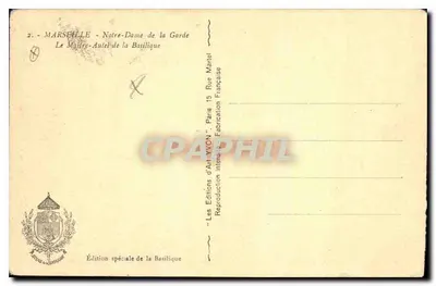 Notre-Dame de la Garde — Hoofdaltaar van de Basiliek — Speciale uitgave van de Basiliek — Achterkant