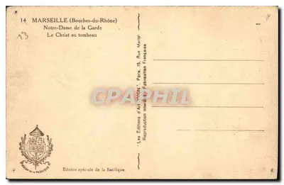 Notre-Dame de la Garde — Il Cristo nel sepolcro — Edizioni d'Arte 'VIVON' Parigi — Verso