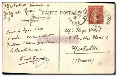 LYON — Place Bellecour i Coteau de Fourvière — E. R. — Rewers