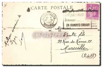 Place Bellecour e coteau de Fourvière — Lyon — Fototipia M. Lescour, n° M. 108 — Verso