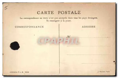 Velay - Le Puy. Vue générale — Agenda P.L.M. 1924 — Verso