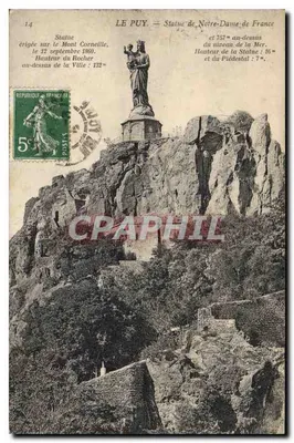 Le Puy — Statua Najświętszej Maryi Panny Francji na Wzgórzu Cornelle — wydawca Durand-Etienne, nr 14