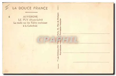 Le Puy (Haute-Loire) — Starożytne ulice Tabeli prowadzące do Katedry — Les Éditions d'Art Yvon, Paryż — Rewers