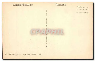 Marsella — Vista General — Editor: 3, Rue Neuve des Écossais, París — Reverso