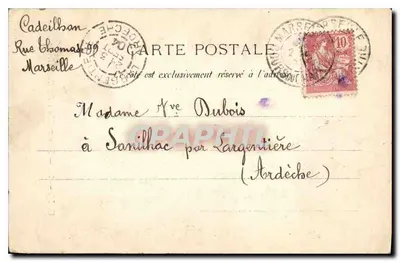Marsylia: Katedra — widok z portu — wydawca A. Cadeilhac, nr 12 — Rewers
