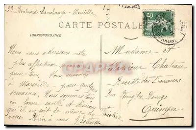 Marseille - Bursa i ulica Cannebière — De Huat, wyd., Marsylia, nr 2495 — Rewers