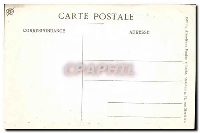 Mont Sainte-Odile — widok na klasztor na wzniesieniu z lasem — Wydawnictwo Alsackie Paulus & Reich, Strasbourg — Rewers