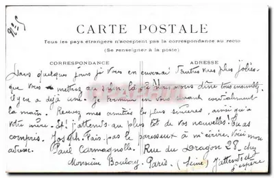 PARIS - O Grande Palácio. — n° de série 910. — Verso