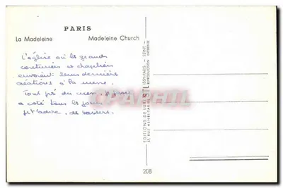 La Madeleine — Kerk van Parijs — Éditions de Luxe Issy-Paris — Achterkant