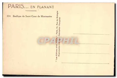 Basilica del Sacro Cuore di Montmartre — Parigi — Edizioni d'Arte Yvonn — Verso
