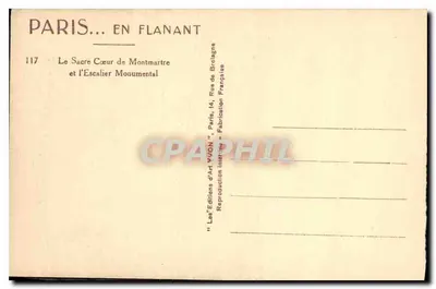 Het Heilig Hart van Montmartre — Uitgever: Les Éditions d'Art YVON, Parijs — Serie-nummer 117 — Achterkant