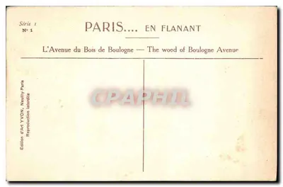 Avenue du Bois de Boulogne — Paryż — En Flanant — Wydawnictwo Sztuki YVON, Neudilly — Rewers