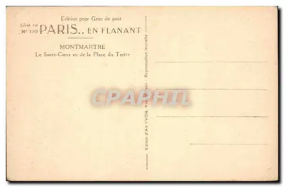 O Sagrado Coração visto da Praça do Tertre — Montmartre — Edição de Arte YVON, Série 10, N° 130 — Verso