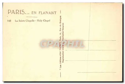 A Santa Capela — Paris — Edições d'Art Yvón — Verso