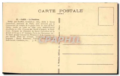 O Panteão — Paris — Editado por Soufflot, n°57 — Verso