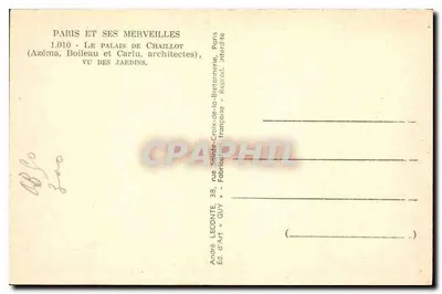 Pałac Chaillot — widok z ogrodu — Éd. Guy, nr 1.010 — Rewers
