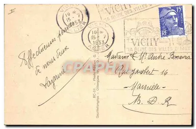 Bilhete postal antigo Vichy Torre do Relógio Século XV — Verso