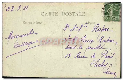 Lyon - Plac Bellecour — widok panoramiczny z rzeźbą jeździecką i wzgórza Fourvière — B. F., Paryż, nr 305 — Rewers